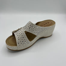 Load image into Gallery viewer, Crystal Embellished and Perforated Wedge with Floral Accents