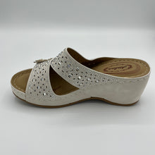 Load image into Gallery viewer, Crystal Embellished and Perforated Wedge with Floral Accents