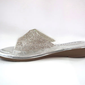 Silver Crystal-Embellished Flats Side View