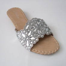 Load image into Gallery viewer, Silver Crystal Embellished Slip-on Sandal
