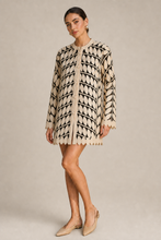 Load image into Gallery viewer, cream-laser-cut-jacket-02 — stone gray editorial model three-quarter image
