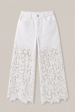 Load image into Gallery viewer, white-lace-applique-wide-leg-jeans — stone gray product hero image
