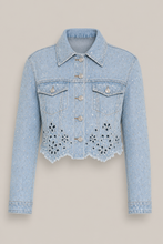 Load image into Gallery viewer, light-wash-eyelet-denim-jacket — stone gray product hero image
