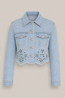 Load image into Gallery viewer, light-wash-eyelet-denim-jacket — stone gray product hero image
