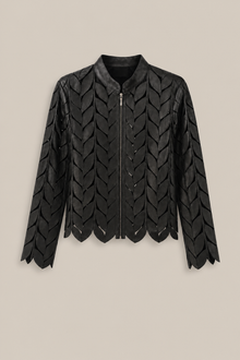 Load image into Gallery viewer, black-laser-cut-jacket — stone gray product hero image
