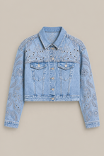 Load image into Gallery viewer, embellished-light-wash-denim-jacket-pair-02 — stone gray product hero image
