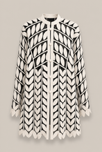 Load image into Gallery viewer, black-white-leaf-pattern-jacket — stone gray product hero image
