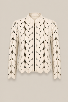 Load image into Gallery viewer, cream-laser-cut-jacket-01 — stone gray product hero image
