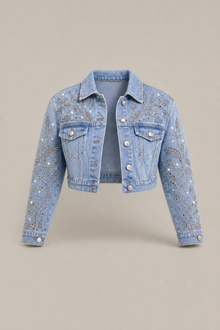 Load image into Gallery viewer, catalog-nr3963-light-wash-denim-jacket-reference — stone gray product hero image
