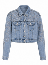 Load image into Gallery viewer, embellished light wash denim jacket pair 01 - hero
