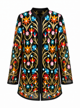 Load image into Gallery viewer, black multicolor floral embroidered jacket - hero
