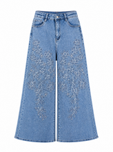 Load image into Gallery viewer, light blue embroidered denim skirt - hero

