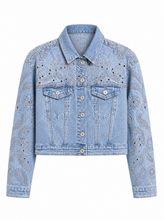 Load image into Gallery viewer, embellished light wash denim jacket pair 02 - hero

