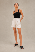 Load image into Gallery viewer, Black Crystal Decorated Strap Wedge Sandals — stone grey model image
