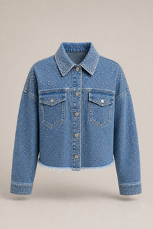 Load image into Gallery viewer, medium-blue-studded-denim-jacket — slot 01 restored product front hero v5 restored
