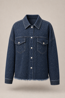 Load image into Gallery viewer, dark-indigo-studded-denim-jacket — slot 01 restored product front hero v5 restored
