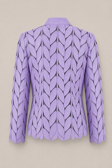 Load image into Gallery viewer, purple-laser-cut-jacket — stone gray product back image
