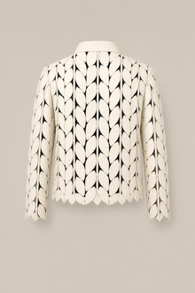 Load image into Gallery viewer, cream-laser-cut-jacket-01 — stone gray product back image
