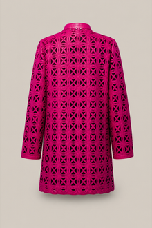 Load image into Gallery viewer, Fuchsia Laser-Cut Jacket — stone gray product back image
