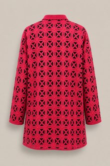 Load image into Gallery viewer, red-geometric-cutout-tunic-jacket — stone gray product back image
