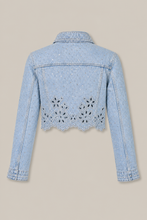 Load image into Gallery viewer, light-wash-eyelet-denim-jacket — stone gray product back image
