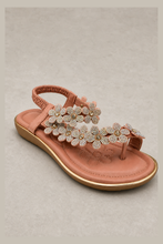 Load image into Gallery viewer, Blooming Crystal T-Strap Sandal with Elastic Comfort Band — stone grey product image
