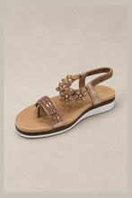 Load image into Gallery viewer, Petal Perfect Comfort Sandal with Adjustable Strap — stone grey product image
