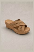 Load image into Gallery viewer, Rhinestone Crisscross Comfort Wedge — stone grey product image
