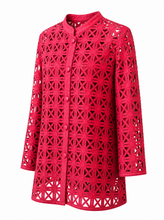 Load image into Gallery viewer, red geometric cutout tunic jacket - product-three-quarter-front
