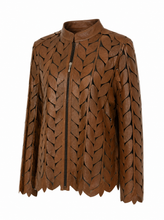 Load image into Gallery viewer, brown laser cut jacket - product-three-quarter-front

