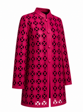 Load image into Gallery viewer, dark red laser cut jacket - product-three-quarter-front
