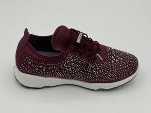 Crystal-Embellished Lace-Up Gym Shoes