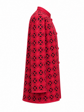 Load image into Gallery viewer, red geometric cutout tunic jacket - product-side
