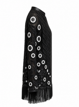 Load image into Gallery viewer, black fringe embroidered jacket - product-side

