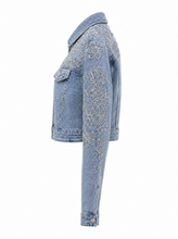 Load image into Gallery viewer, embellished light wash denim jacket pair 01 - product-side
