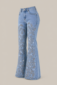 Load image into Gallery viewer, Classic Light-Wash Denim Pants — stone gray product three-quarter front image
