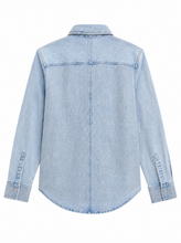 Load image into Gallery viewer, light wash denim button down shirt - product-back
