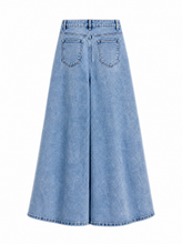 Load image into Gallery viewer, light blue embroidered denim skirt - product-back
