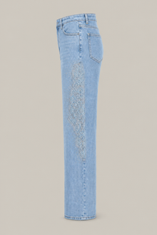Load image into Gallery viewer, light-blue-wide-leg-embroidered-denim-pants — stone gray product side image
