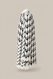 Load image into Gallery viewer, black-white-leaf-pattern-jacket — stone gray product side image
