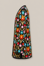 Load image into Gallery viewer, black-multicolor-floral-embroidered-jacket — stone gray product side image
