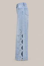 Load image into Gallery viewer, light-wash-eyelet-floral-cutout-wide-leg-jeans — stone gray product side image
