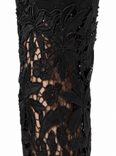 Load image into Gallery viewer, black embellished lace applique pants - detail
