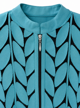 Load image into Gallery viewer, light blue laser cut jacket - detail

