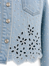 Load image into Gallery viewer, light wash eyelet denim jacket - detail
