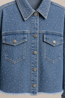 Load image into Gallery viewer, medium-blue-studded-denim-jacket — slot 05 restored product detail close-up v5 restored final
