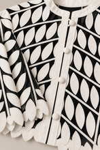 Load image into Gallery viewer, black-white-leaf-pattern-jacket — stone gray product detail image
