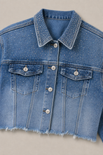 Load image into Gallery viewer, light-wash-eyelet-denim-jacket-detail-product — stone gray product detail image
