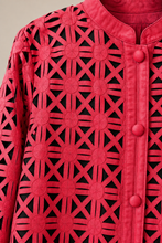 Load image into Gallery viewer, red-geometric-cutout-tunic-jacket — stone gray product detail image
