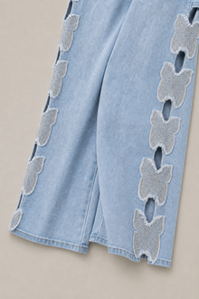 Load image into Gallery viewer, Butterfly Cutout Wide-Leg Jeans — stone gray product detail image
